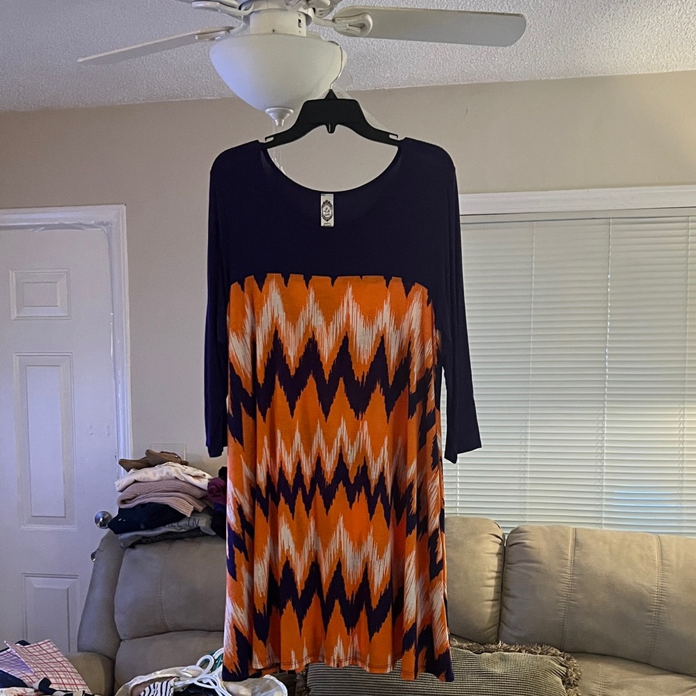 Stylish Orange and Purple Chevron Dress